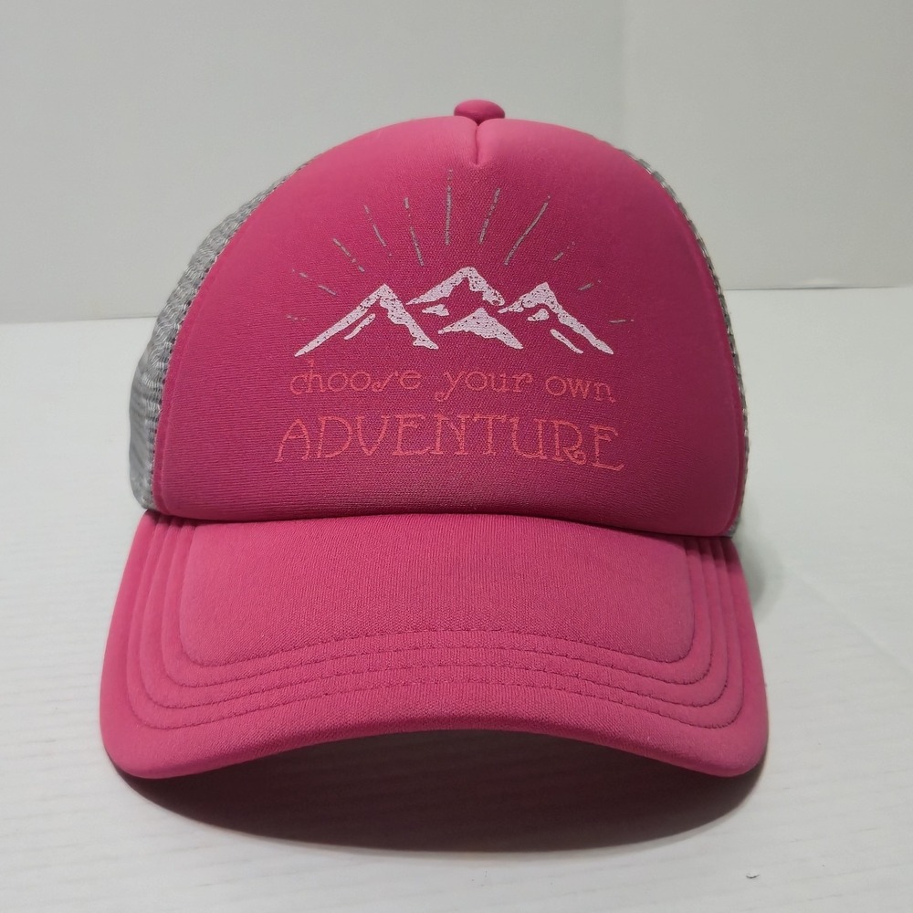 The North Face Youth Pink Trucker Hat Choose Your Own Adventure Mesh Cap M